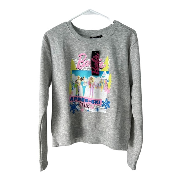 Barbie Apres Ski Club Heather Gray Graphic Crewneck Sweatshirt Size L - Picture 2 of 5